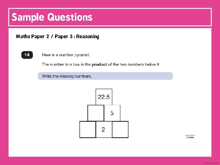 Sample Questions Maths Paper 2 / Paper 3 : Reasoning 