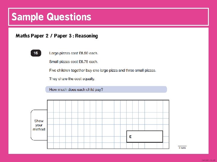 Sample Questions Maths Paper 2 / Paper 3 : Reasoning 