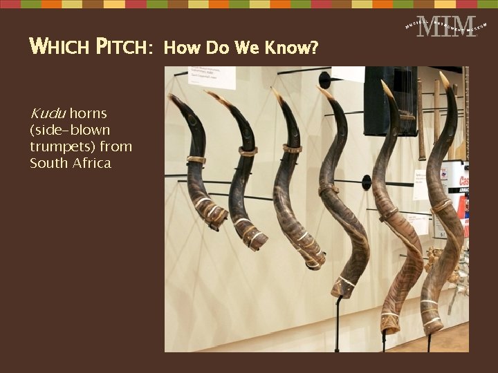 WHICH PITCH: How Do We Know? Kudu horns (side-blown trumpets) from South Africa 