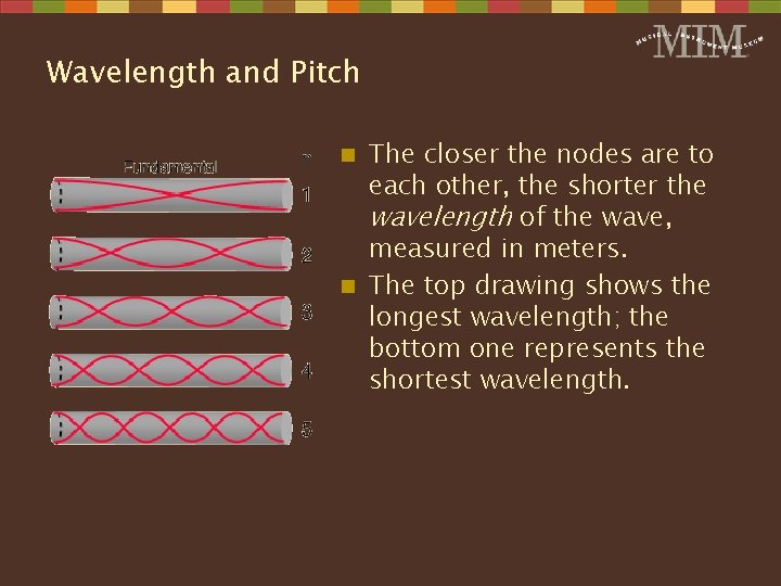 Wavelength and Pitch The closer the nodes are to each other, the shorter the