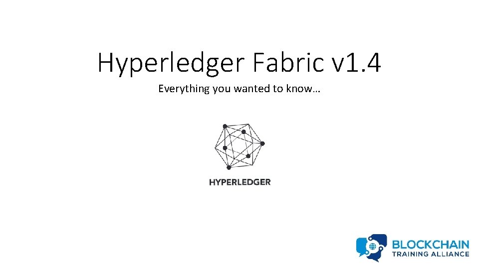 Hyperledger Fabric v 1. 4 Everything you wanted to know… 