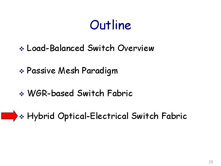 Outline v Load-Balanced Switch Overview v Passive Mesh Paradigm v WGR-based Switch Fabric v