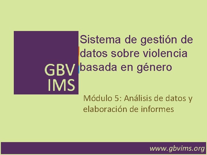 Sistema de gestión de datos sobre violencia basada en género Módulo 5: Análisis de