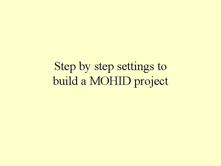 Step by step settings to build a MOHID project 
