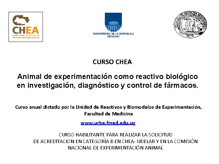 CURSO CHEA Animal de experimentación como reactivo biológico en investigación, diagnóstico y control de