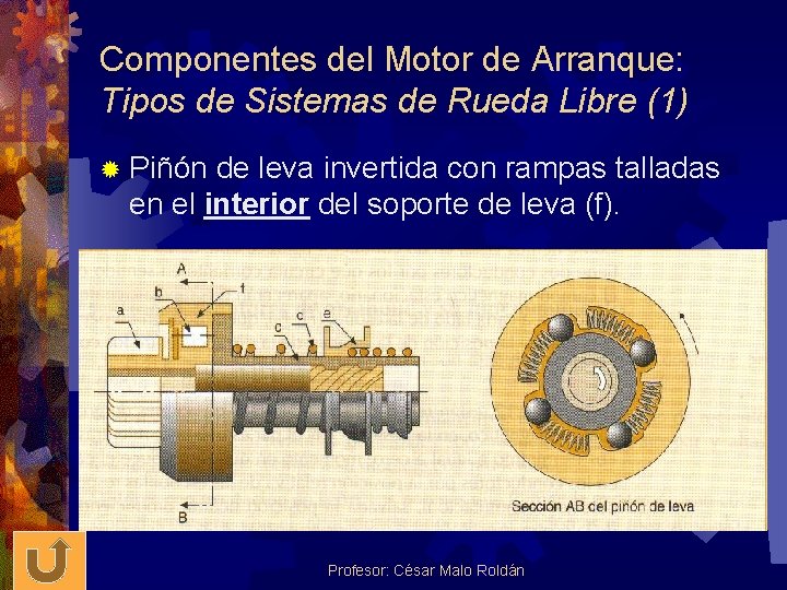 Componentes del Motor de Arranque: Tipos de Sistemas de Rueda Libre (1) ® Piñón