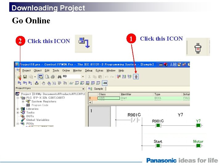 Downloading Project Go Online 2 Click this ICON 1 Click this ICON 