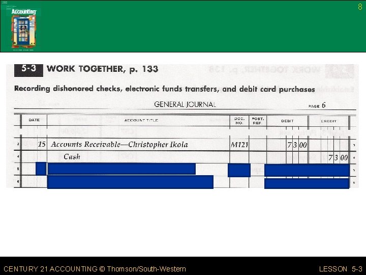 8 CENTURY 21 ACCOUNTING © Thomson/South-Western LESSON 5 -3 