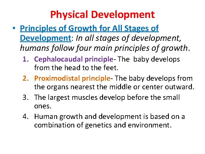 Physical Development Principles of Growth for All Stages
