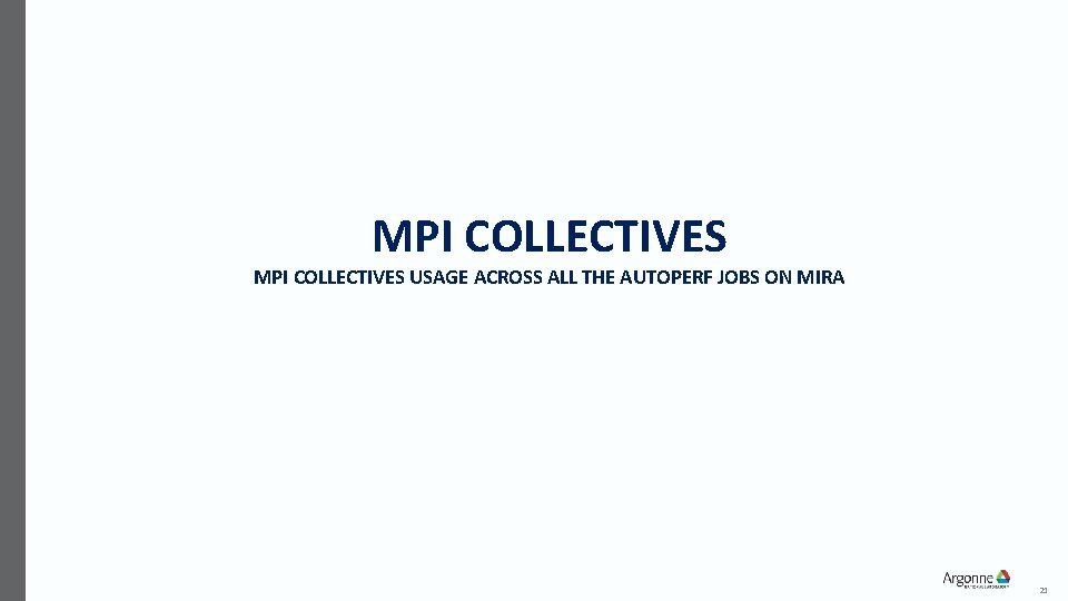 MPI COLLECTIVES USAGE ACROSS ALL THE AUTOPERF JOBS ON MIRA 21 