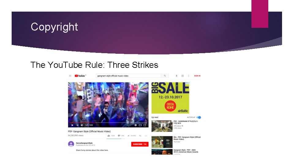 Copyright The You. Tube Rule: Three Strikes 