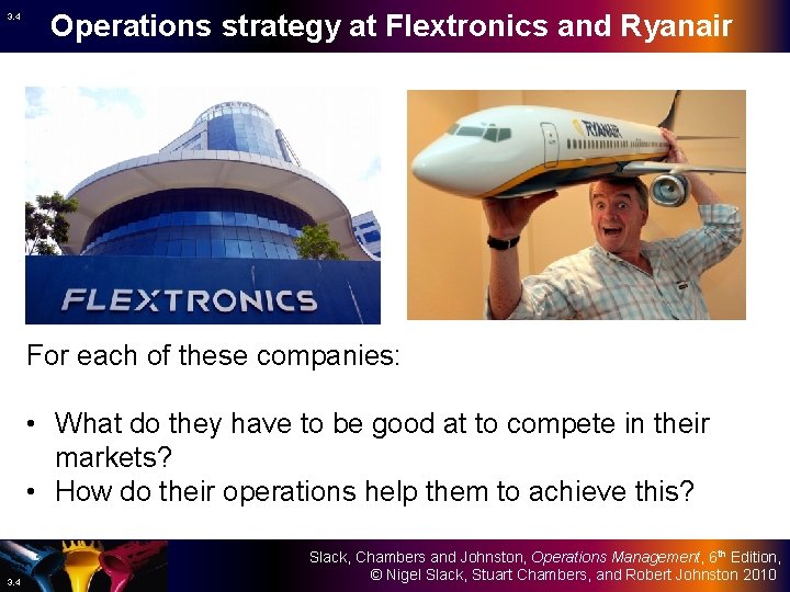3. 4 Operations strategy at Flextronics and Ryanair For each of these companies: •