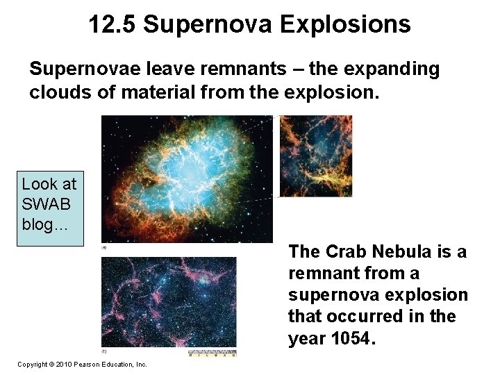 12. 5 Supernova Explosions Supernovae leave remnants – the expanding clouds of material from