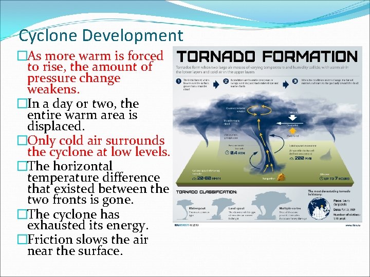 Cyclone Development �As more warm is forced to rise, the amount of pressure change