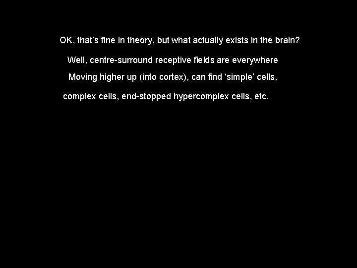 OK, that’s fine in theory, but what actually exists in the brain? Well, centre-surround