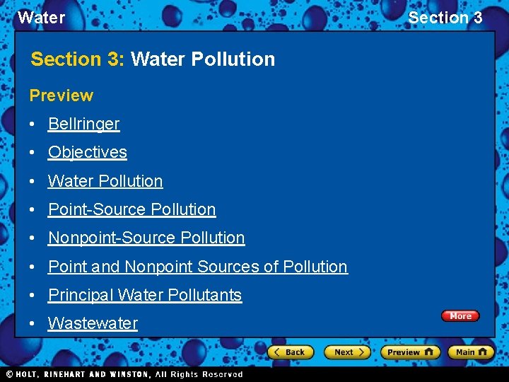 Water Section 3: Water Pollution Preview • Bellringer • Objectives • Water Pollution •