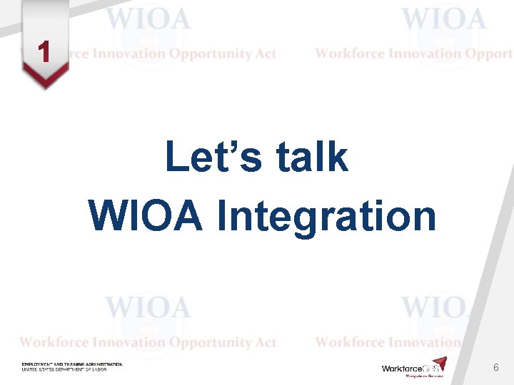 Let’s talk WIOA Integration 6 