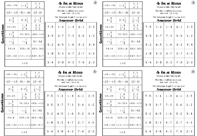 Ratio Simplifying Four In A Row Competing In