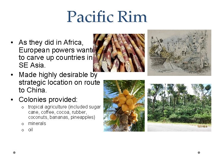 Pacific Rim • As they did in Africa, European powers wanted to carve up