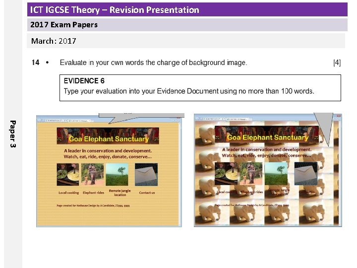 ICT IGCSE Theory – Revision Presentation 2017 Exam Papers March: 2017 Paper 3 