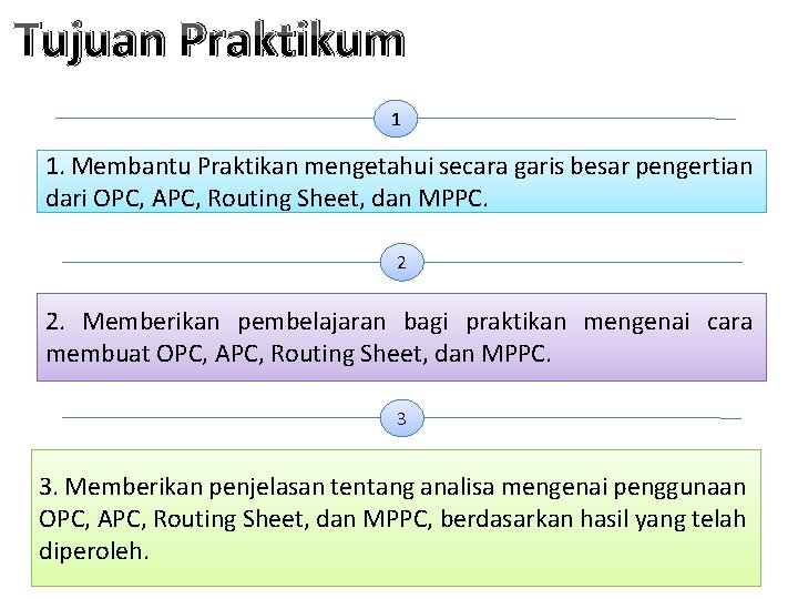 Tujuan Praktikum 1 1. Membantu Praktikan mengetahui secara garis besar pengertian dari OPC, APC,
