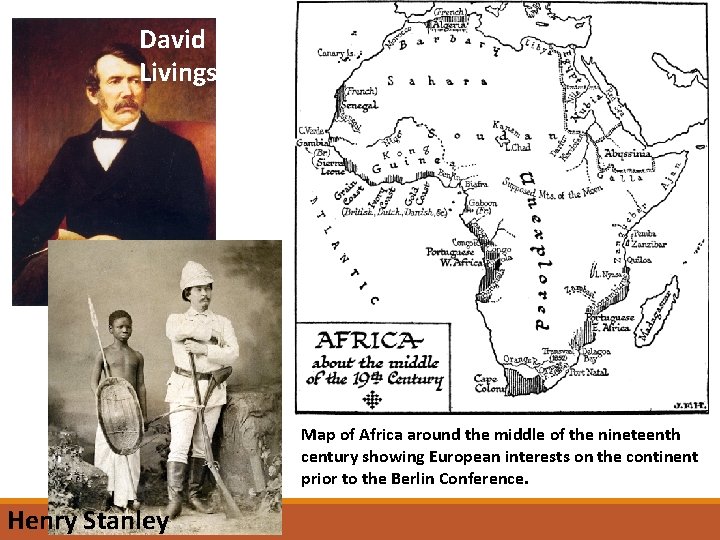 David Livingstone Map of Africa around the middle of the nineteenth century showing European