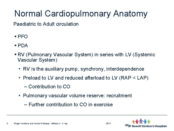 Normal Cardiopulmonary Anatomy Paediatric to Adult circulation § PFO § PDA § RV (Pulmonary