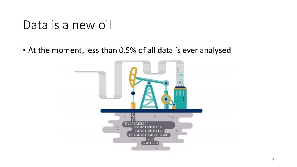 Data is a new oil • At the moment, less than 0. 5% of