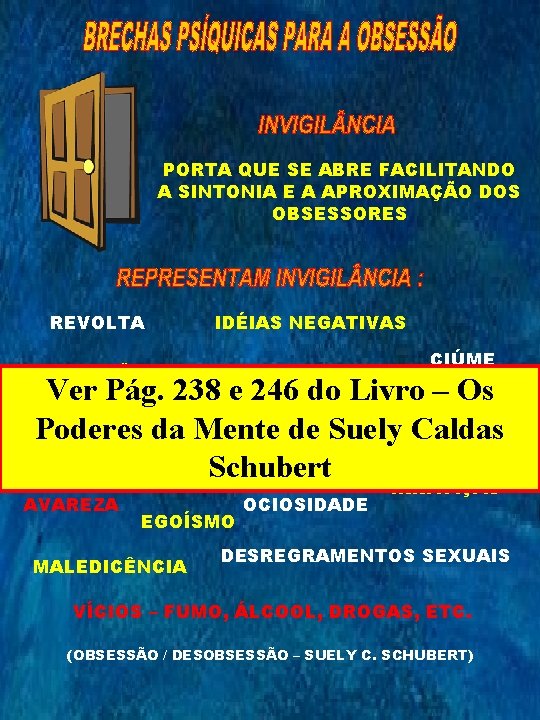 PORTA QUE SE ABRE FACILITANDO A SINTONIA E A APROXIMAÇÃO DOS OBSESSORES REVOLTA DEPRESSÃO