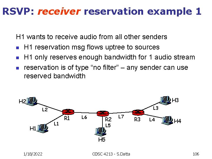 RSVP: receiver reservation example 1 H 1 wants to receive audio from all other