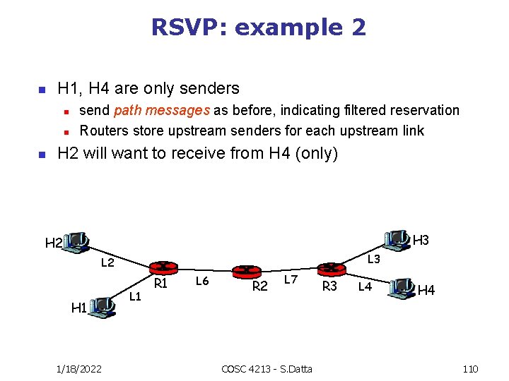 RSVP: example 2 n H 1, H 4 are only senders n n n