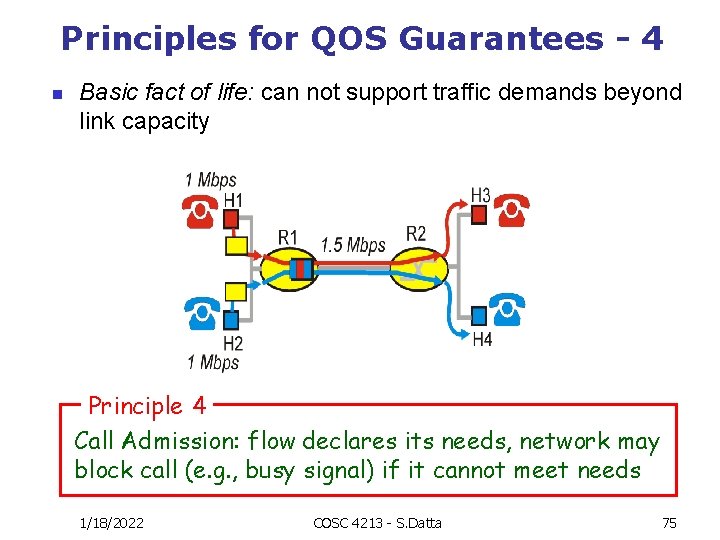 Principles for QOS Guarantees - 4 n Basic fact of life: can not support