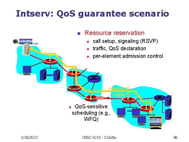 Intserv: Qo. S guarantee scenario n Resource reservation n call setup, signaling (RSVP) traffic,