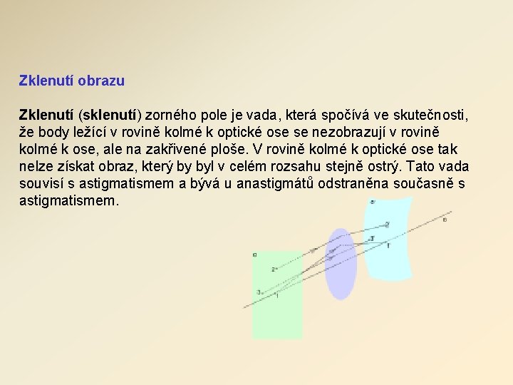 Zklenutí obrazu Zklenutí (sklenutí) zorného pole je vada, která spočívá ve skutečnosti, že body Zklenutí obrazu Zklenutí (sklenutí) zorného pole je vada, která spočívá ve skutečnosti, že body