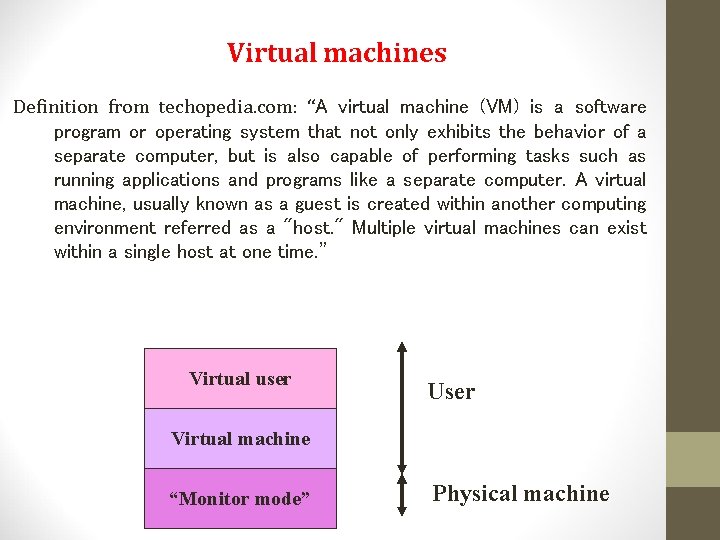 Virtual machines Definition from techopedia. com: “A virtual machine (VM) is a software program Virtual machines Definition from techopedia. com: “A virtual machine (VM) is a software program