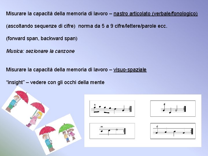 Misurare la capacità della memoria di lavoro – nastro articolato (verbale/fonologico) (ascoltando sequenze di