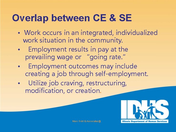 Overlap between CE & SE • Work occurs in an integrated, individualized work situation