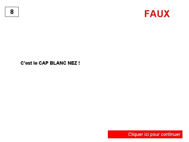 8 FAUX C’est le CAP BLANC NEZ ! Cliquer ici pour continuer 