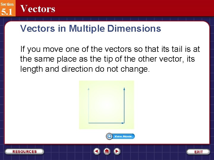 Section 5. 1 Vectors in Multiple Dimensions If you move one of the vectors