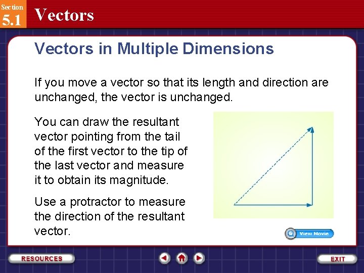 Section 5. 1 Vectors in Multiple Dimensions If you move a vector so that