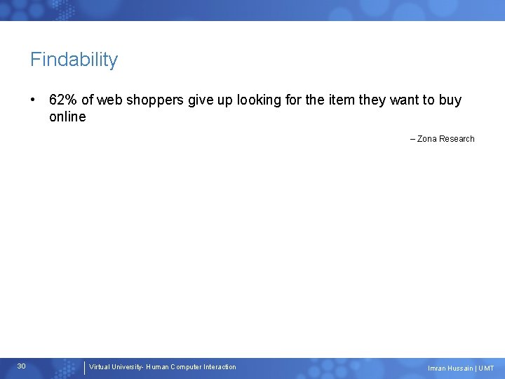 Findability • 62% of web shoppers give up looking for the item they want