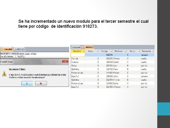 Se ha incrementado un nuevo modulo para el tercer semestre el cual tiene por