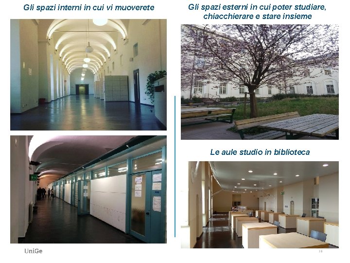 Gli spazi interni in cui vi muoverete Gli spazi esterni in cui poter studiare, Gli spazi interni in cui vi muoverete Gli spazi esterni in cui poter studiare,