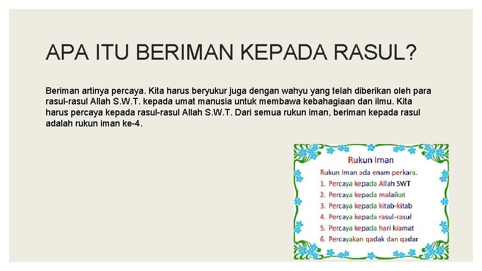 Beriman Kepada Rasul Allah S W T Oleh