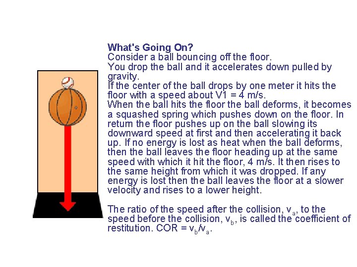 What's Going On? Consider a ball bouncing off the floor. You drop the ball What's Going On? Consider a ball bouncing off the floor. You drop the ball