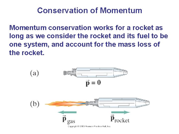 Conservation of Momentum conservation works for a rocket as long as we consider the Conservation of Momentum conservation works for a rocket as long as we consider the