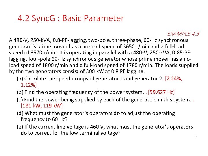 4. 2 Sync. G : Basic Parameter EXAMPLE 4. 3 A 480 -V, 250