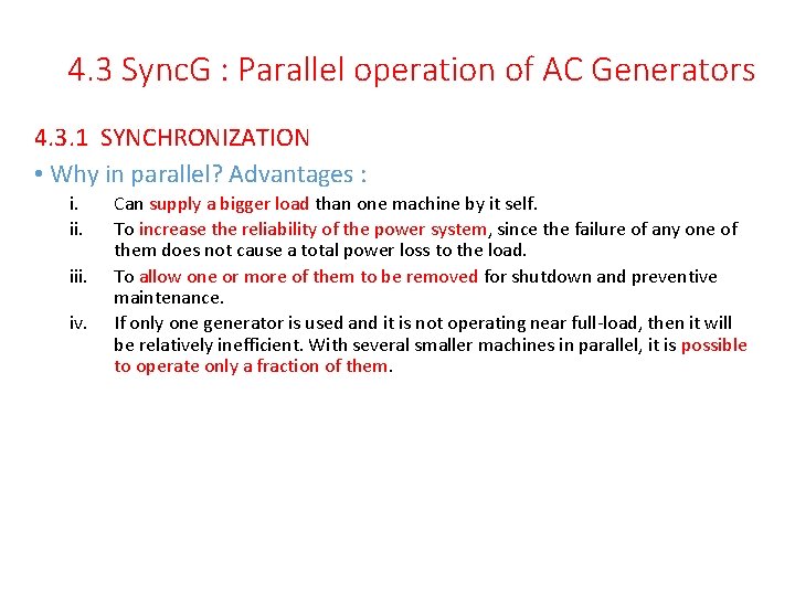 4. 3 Sync. G : Parallel operation of AC Generators 4. 3. 1 SYNCHRONIZATION