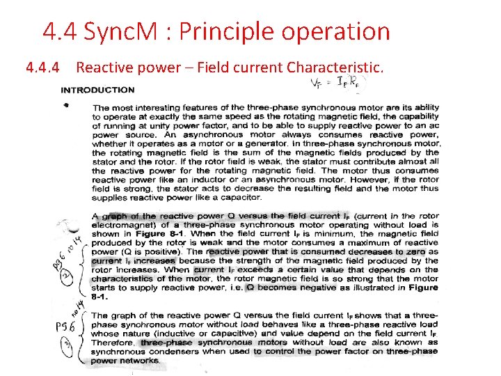 4. 4 Sync. M : Principle operation 4. 4. 4 Reactive power – Field