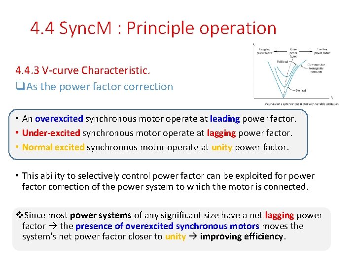 4. 4 Sync. M : Principle operation 4. 4. 3 V-curve Characteristic. q. As